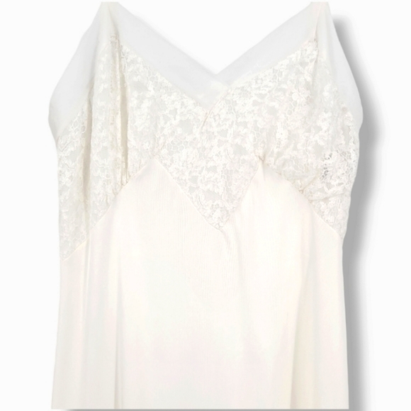 VINTAGE 1960s JOAN BROWNE Montgomery Ward Slip Dress Snow White Ivory - Picture 3 of 16
